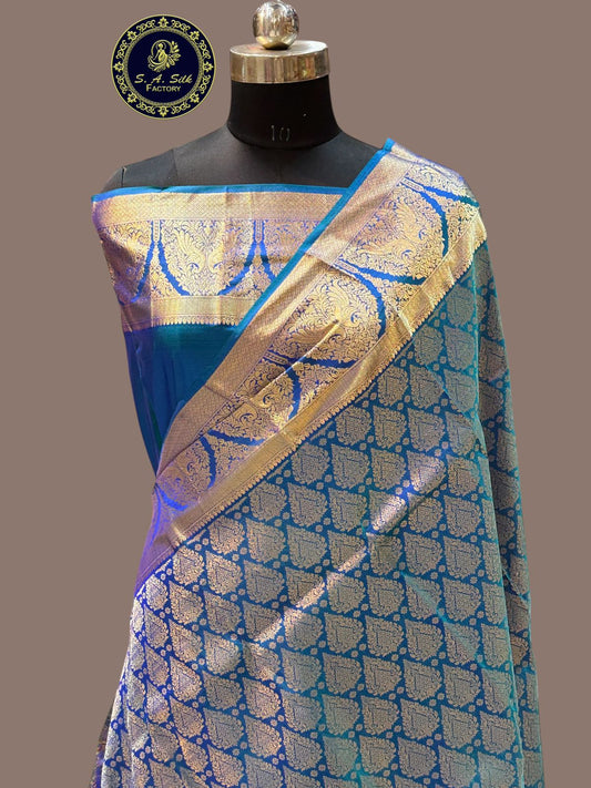 Banaras 100% Pure katan kanjiwaram Silk Saree with allover zari body Fancy jaal and body