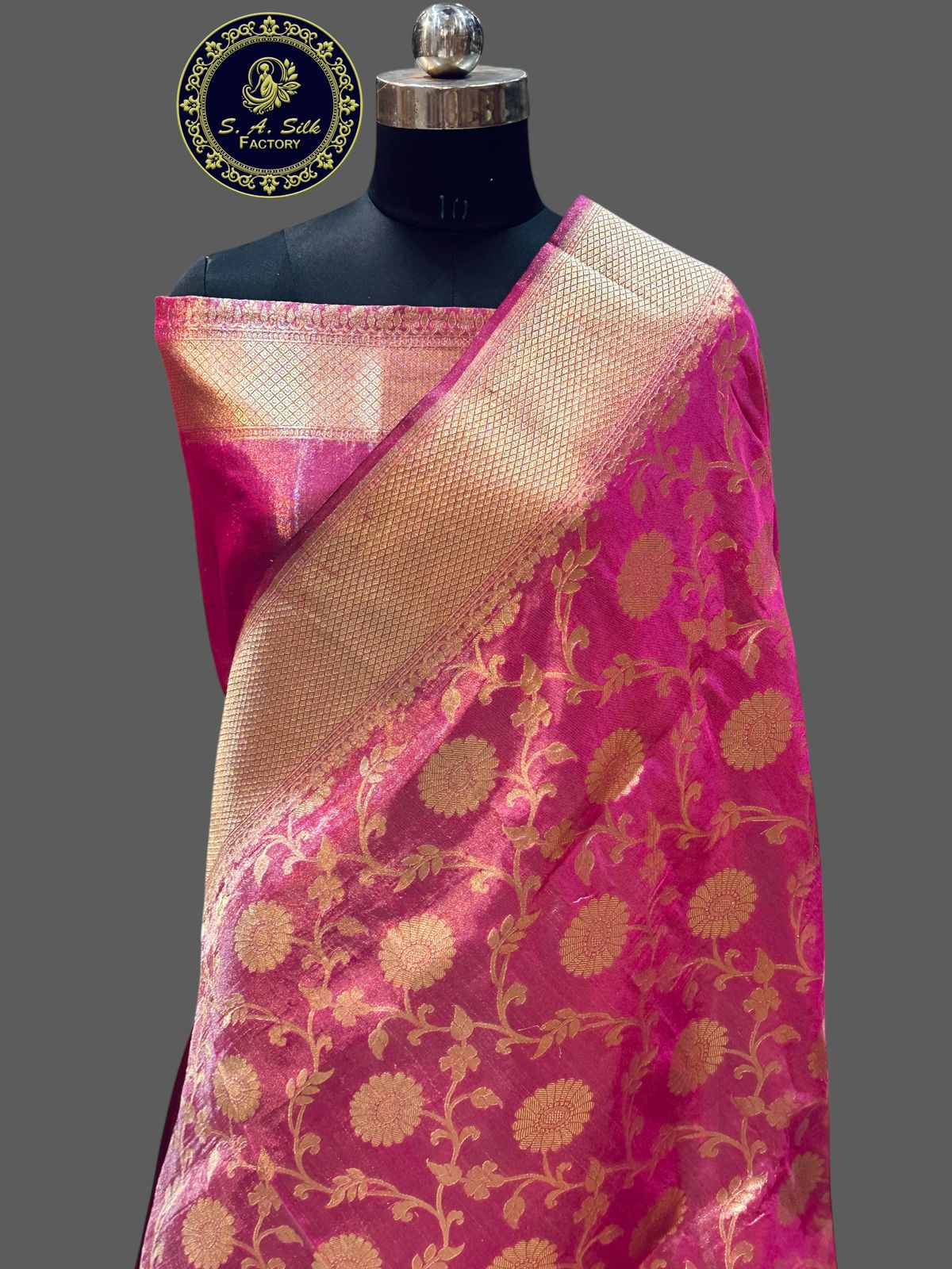 Banaras 100% Pure Tissue katan Silk Saree with allover zari body Fancy jaal and body