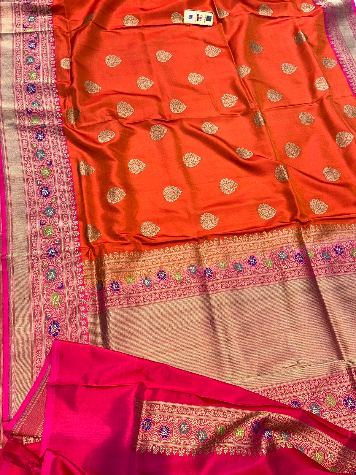 Banaras 100% Pure katan Silk Saree with allover kadua buta Resham mina rani border with buta design