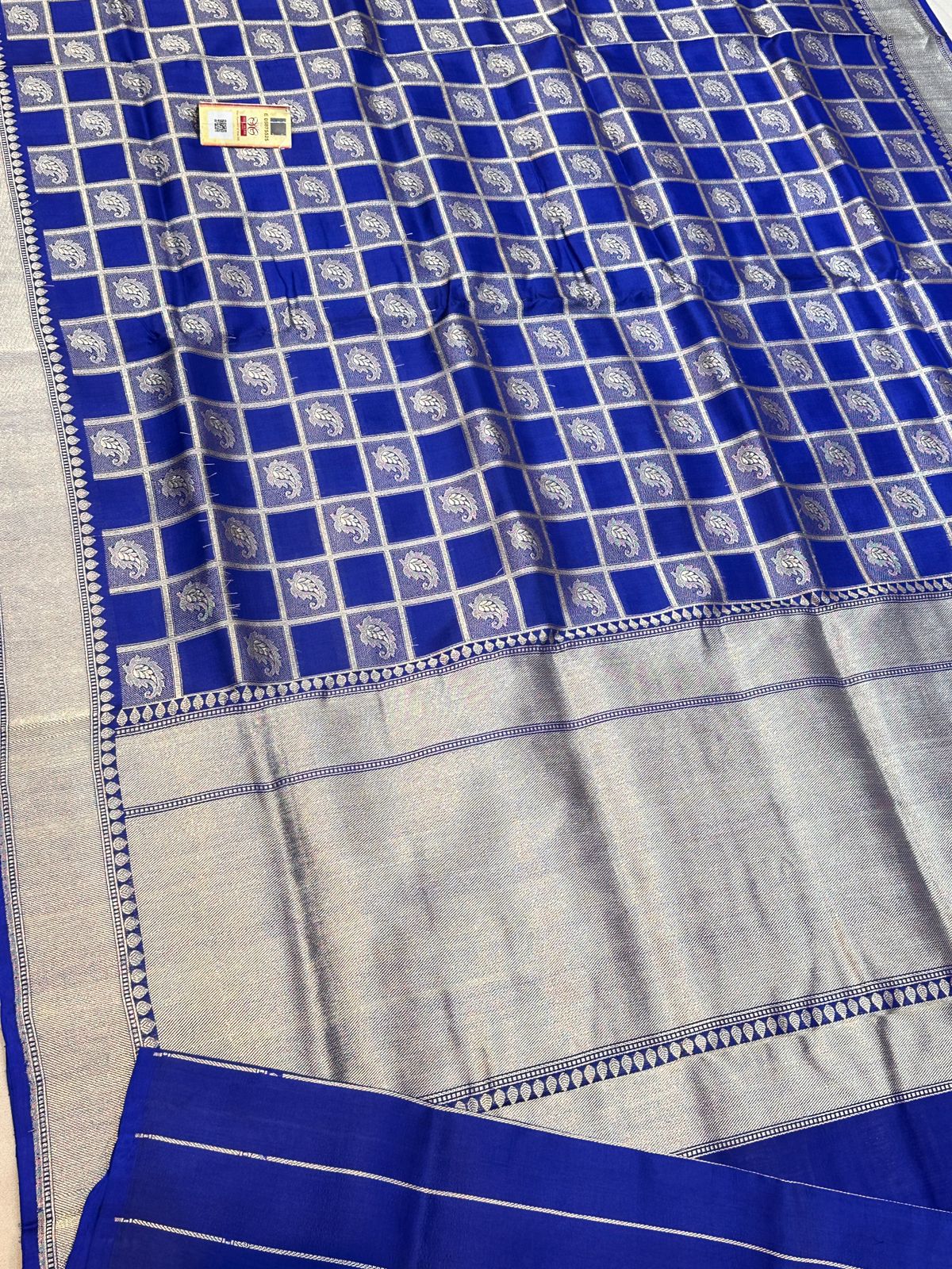 Banaras 100% Pure katan Gharchola Silk Saree with allover Reshami zari weave buta