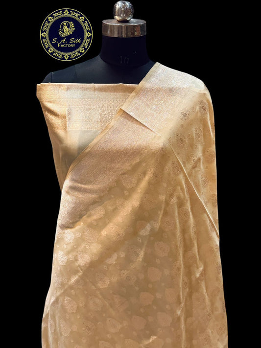 Banaras 100% Pure katan Silk Saree with allover buta design zari border with Zari border