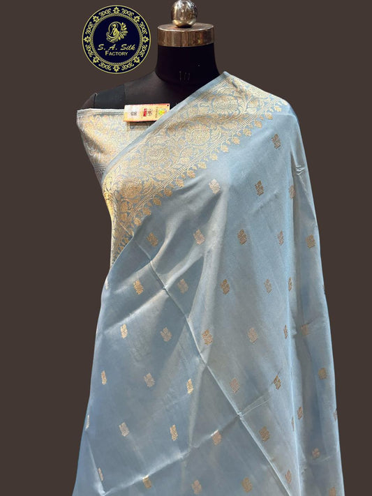 Banaras 100% Pure katan Silk Saree with allover Sonaroopa kadua Buti zari border