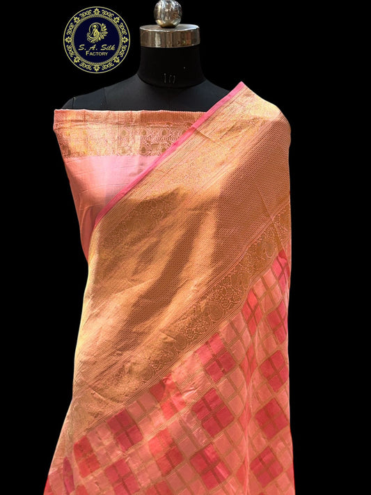 Banaras 100% Pure katan Gharchola Silk Saree with allover Gharchola and zari border