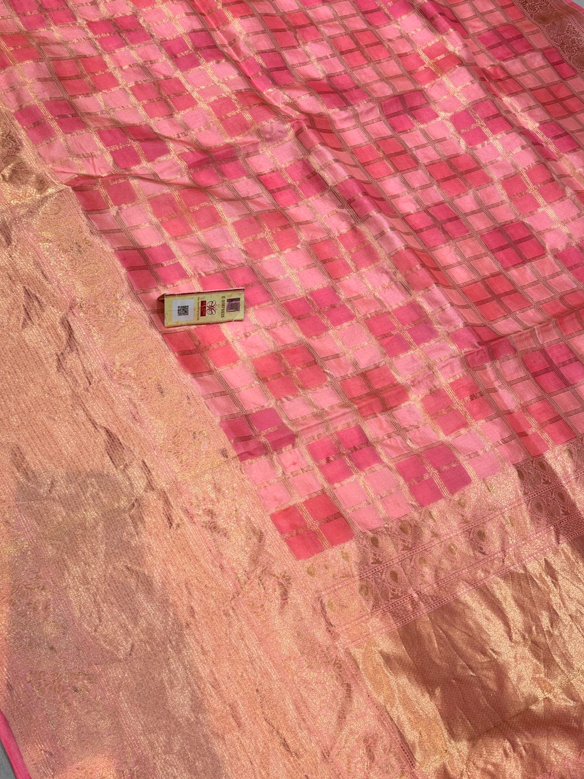 Banaras 100% Pure katan Gharchola Silk Saree with allover Gharchola and zari border