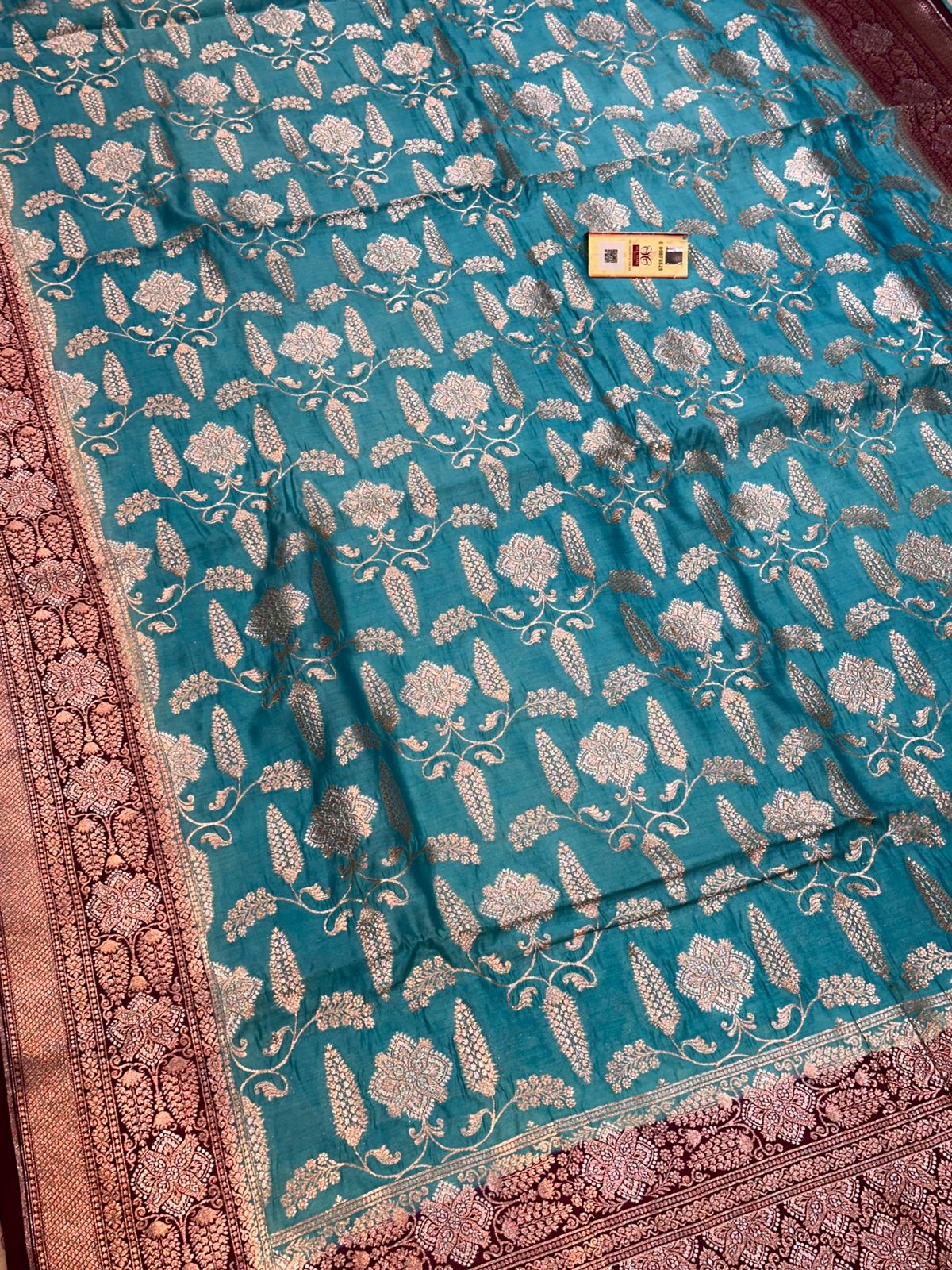 Banaras 100% Pure Chinya Silk Saree with allover jaal and zari border