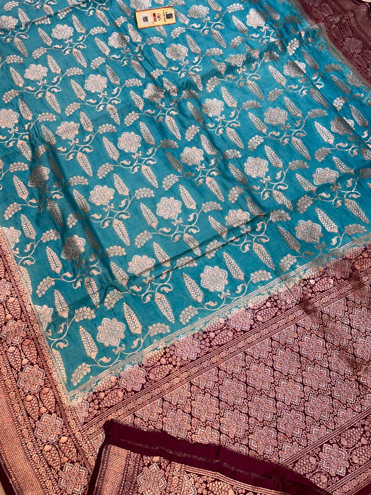 Banaras 100% Pure Chinya Silk Saree with allover jaal and zari border