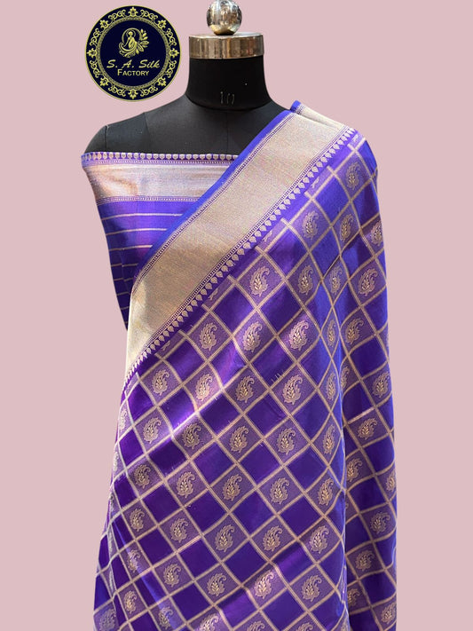 Banaras 100% Pure katan Gharchola Silk Saree with allover Reshami zari weave