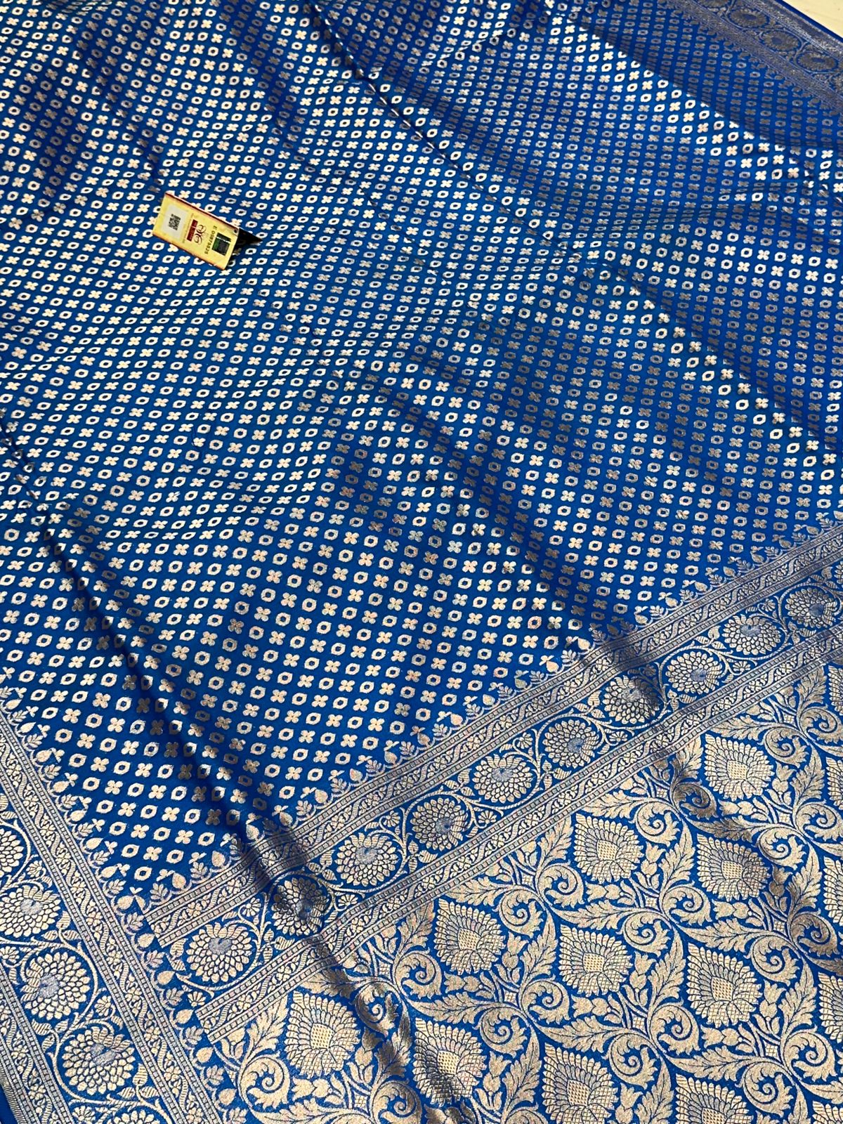 Banaras 100% Pure katan buti Silk Saree with allover Buti zari weave Design