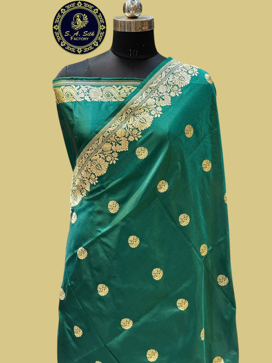 Banaras 100% Pure katan kadua buta Silk Saree with allover kadua Buta zari weave Design
