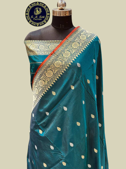 Banaras 100% Pure Katan kadua Silk Saree with allover Kadua tilfi buti and zari border
