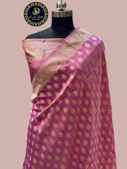 Banaras 100% Pure katan Buti Silk Saree with allover Buti and zari border with self blouse