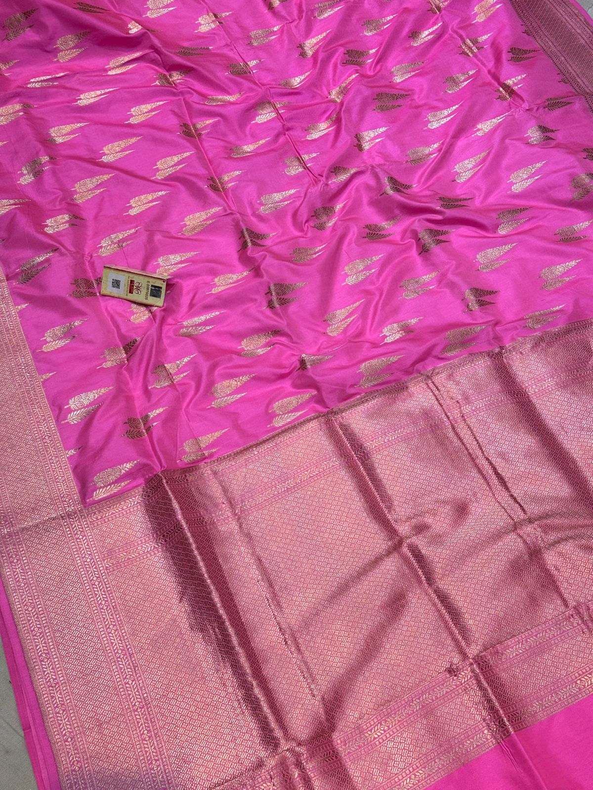Banaras 100% Pure katan kadua buta Silk Saree with allover Double Buta zari weave Design