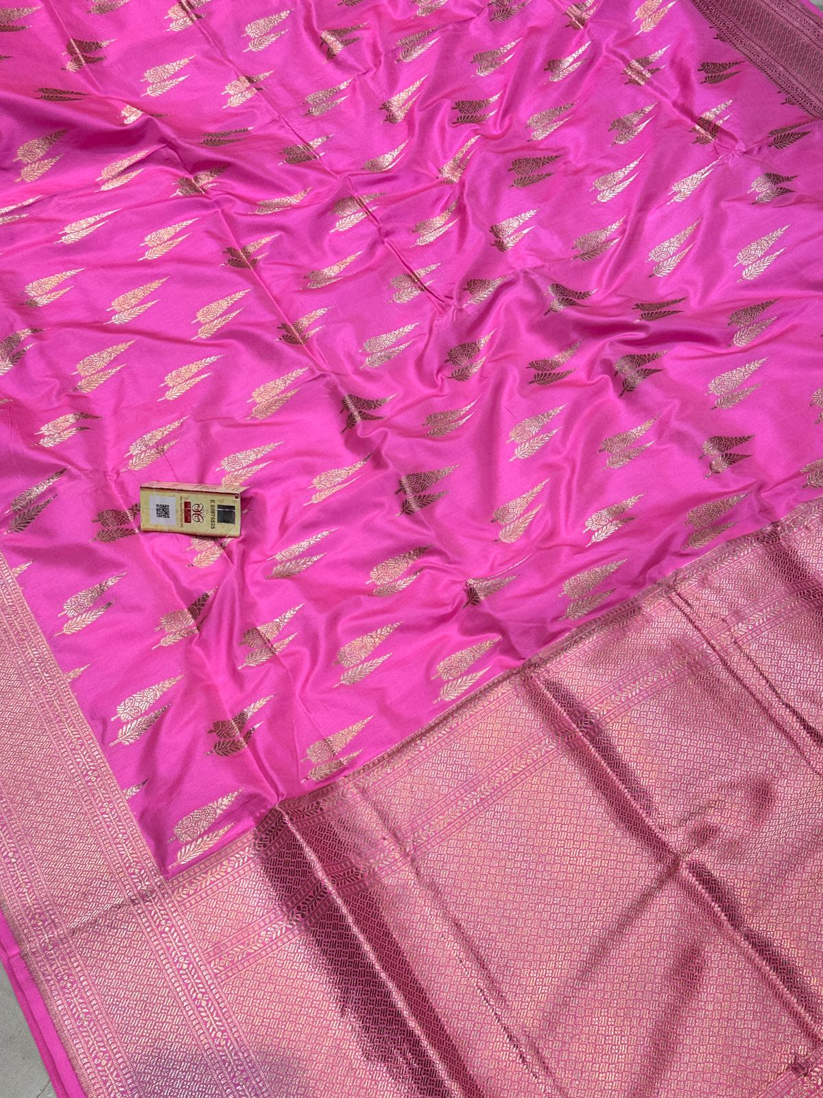 Banaras 100% Pure katan kadua buta Silk Saree with allover Double Buta zari weave Design