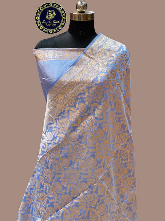 Banaras 100% Pure katan jaal Silk Saree with allover zari weave jaal Design and zari border