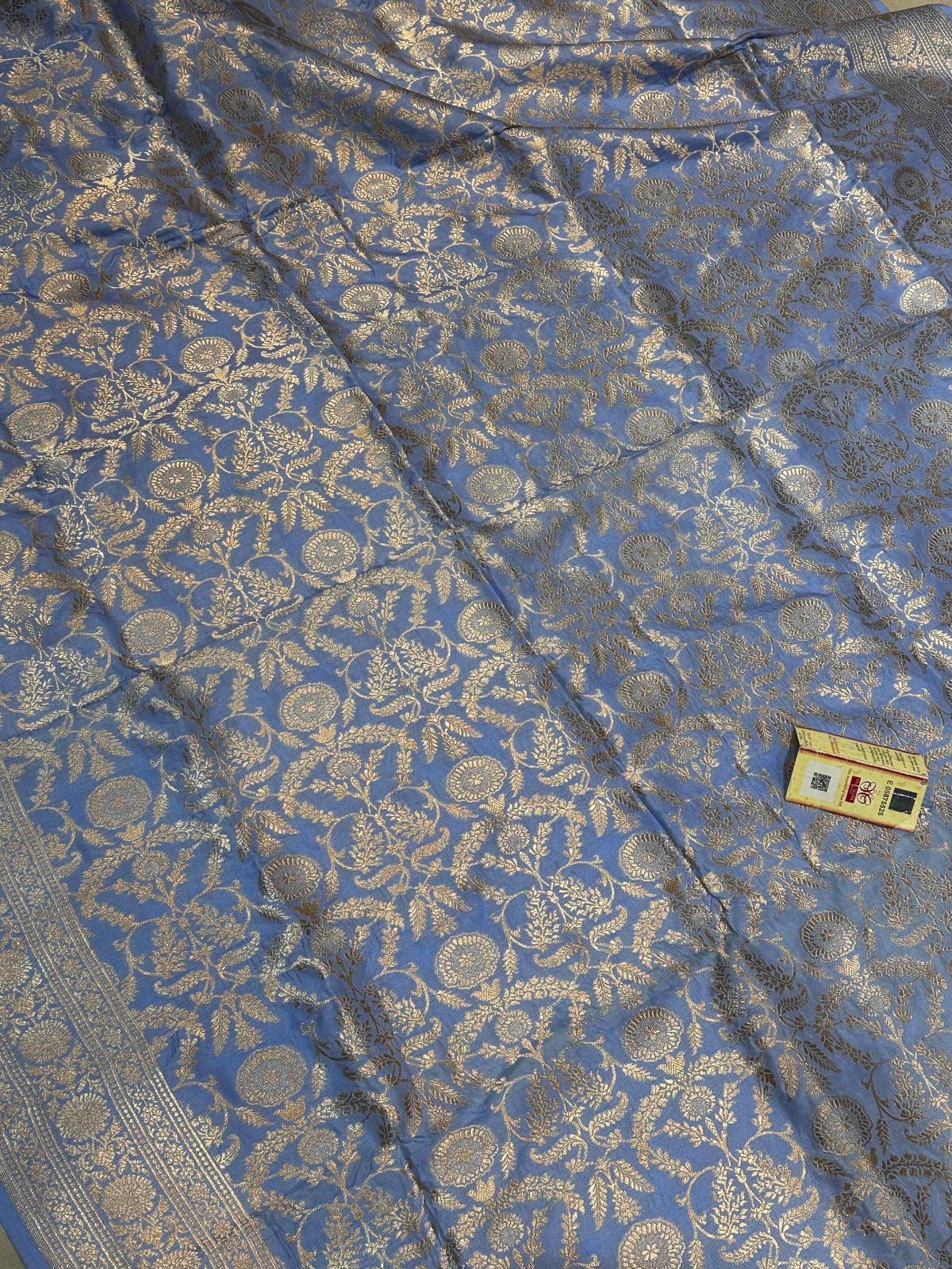 Banaras 100% Pure katan jaal Silk Saree with allover zari weave jaal Design and zari border