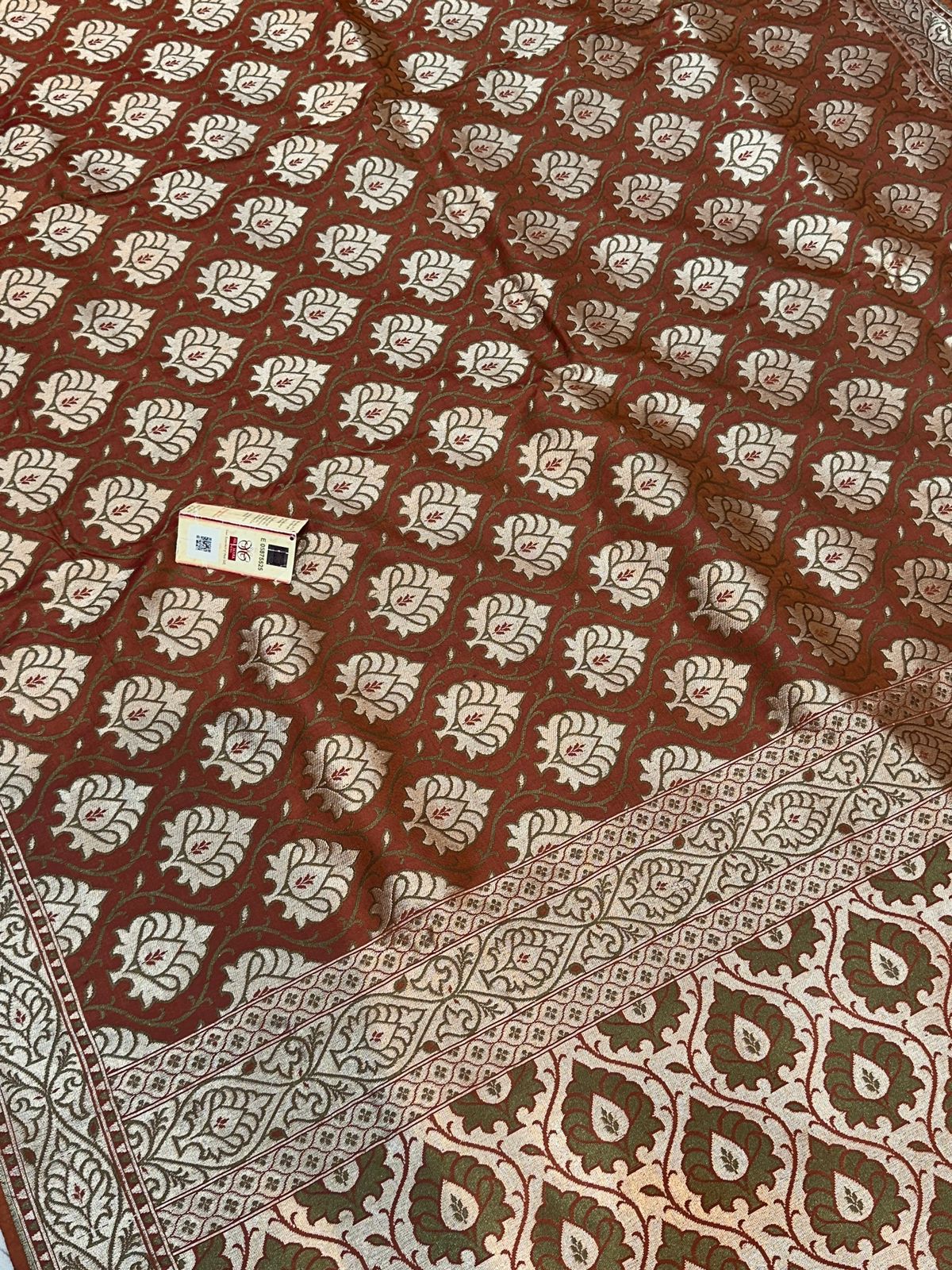 Banaras 100% Pure katan Silk Saree with allover zari weave Mina Buta Design