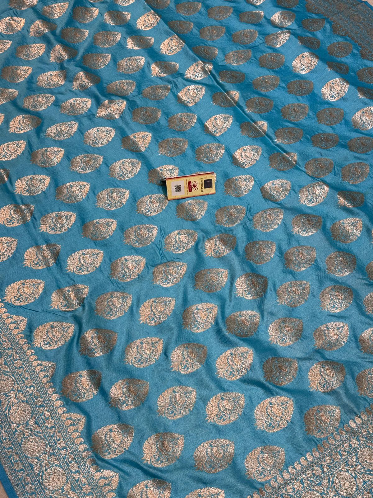 Banaras 100% Pure katan Silk Saree with allover zari weave Mina Buta Design