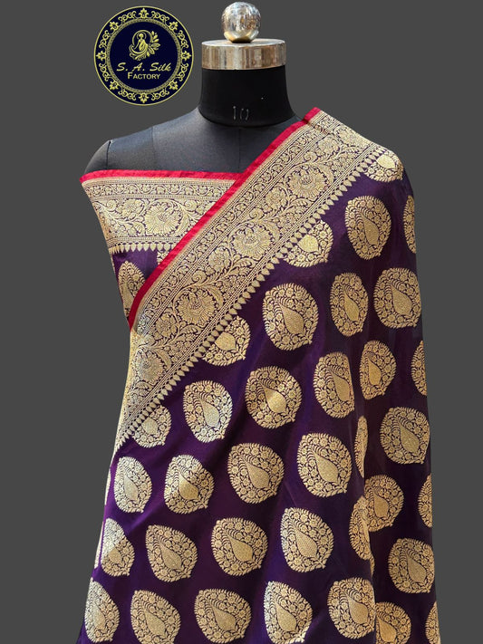 Banaras 100% Pure katan Silk Saree with allover zari weave Buta Design