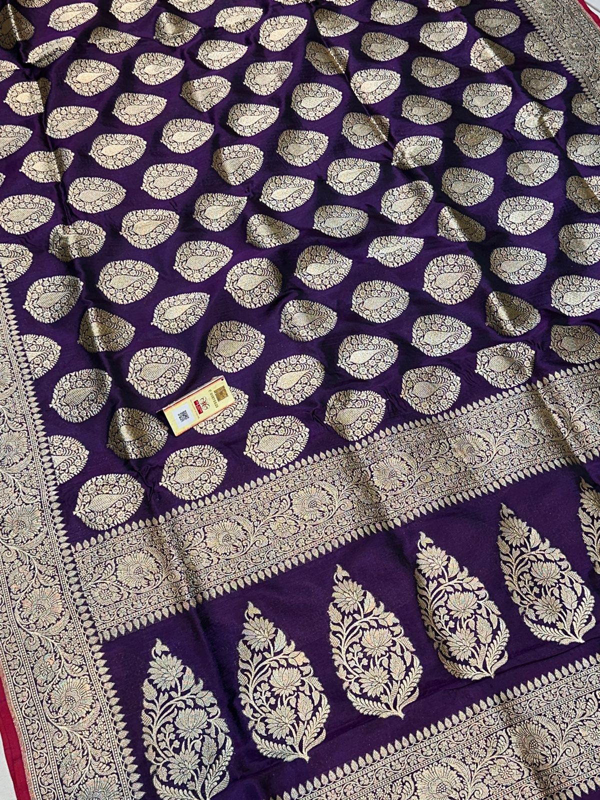 Banaras 100% Pure katan Silk Saree with allover zari weave Buta Design