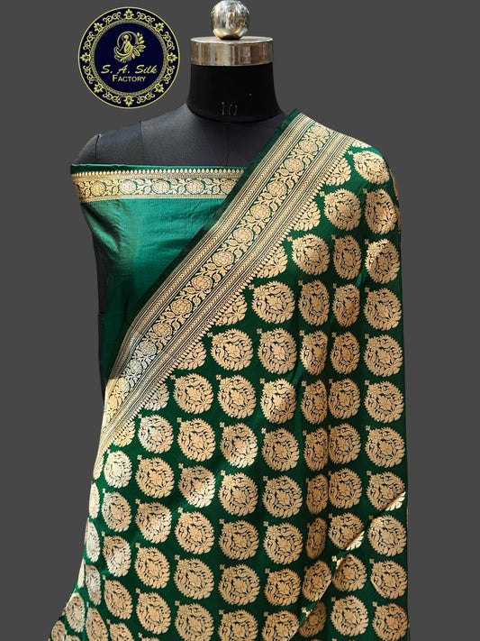 Banaras 100% Pure katan Silk Saree with allover zari weave Buta Design