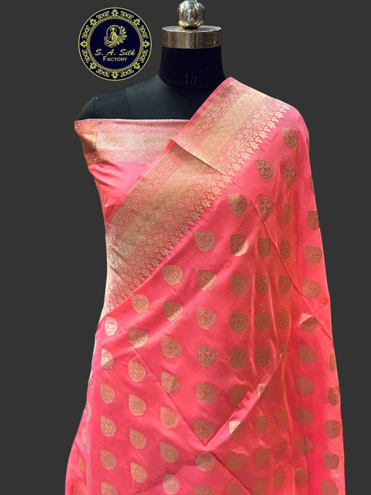 Banaras 100% Pure katan Silk Saree with allover zari weave Buta Design