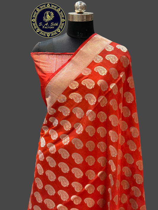 Banaras 100% Pure katan Silk Saree with allover zari weave Buta Design