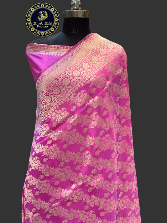 Banaras 100% Pure katan Silk Saree with allover zari weave jaal Design