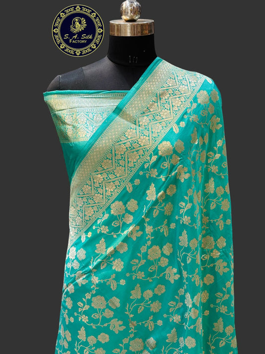 Banaras 100% Pure katan Silk Saree with allover zari weave jaal Design