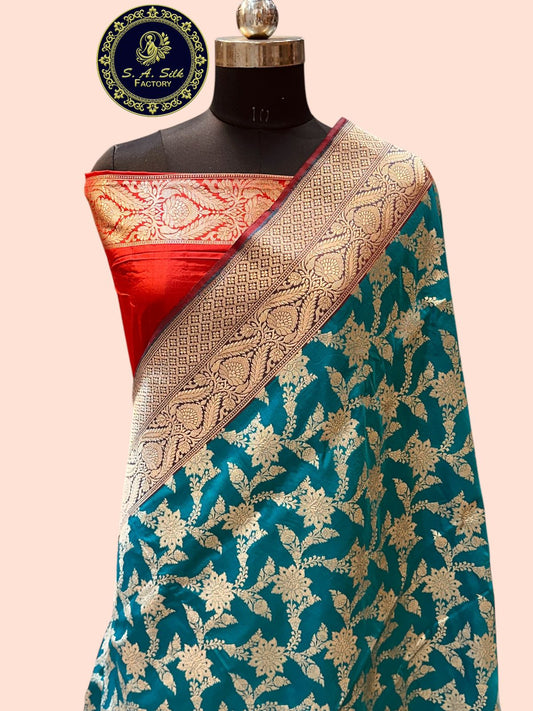 Banaras 100% Pure katan Silk Saree with allover zari weave jaal Design