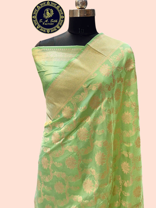 Banaras 100% Pure katan Silk Saree with allover zari weave jaal Design