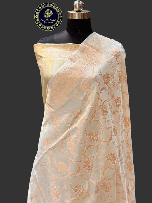 Banaras 100% Pure katan Silk Saree with allover zari jaal Design and Zari border