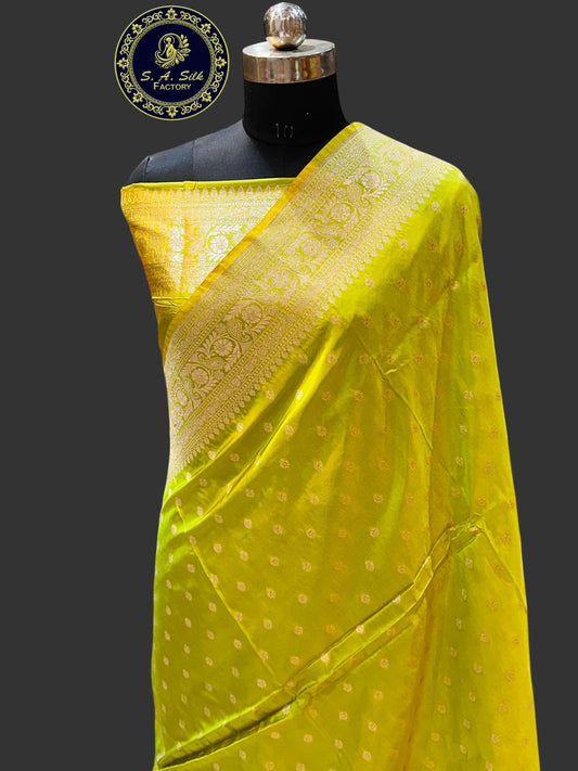 Banaras 100% Pure katan Silk Saree with allover antique buti weave Design