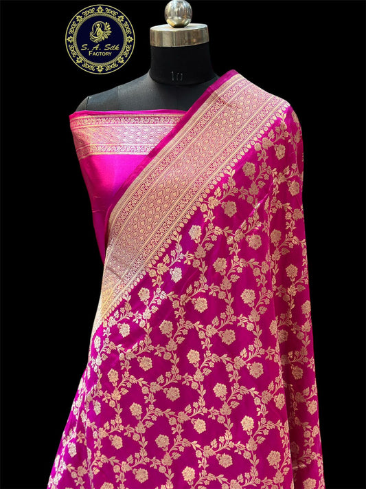 Banaras 100% Pure katan Silk Saree with allover jaal Design and Zari border