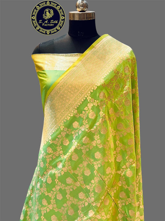 Banaras 100% Pure katan Silk Saree with allover jaal Design and Zari border