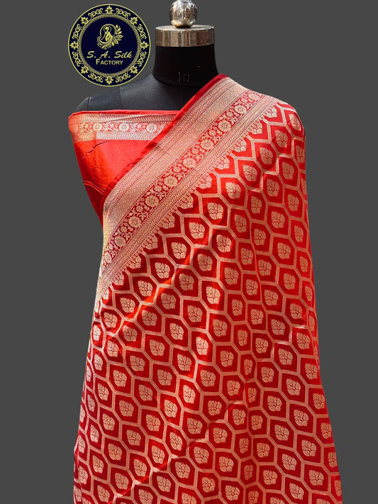 Banaras 100% Pure katan Silk Saree with allover antique zari weave buta jaal Design