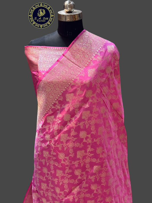 Banaras 100% Pure katan Silk Saree with allover antique zari weave jaal Design
