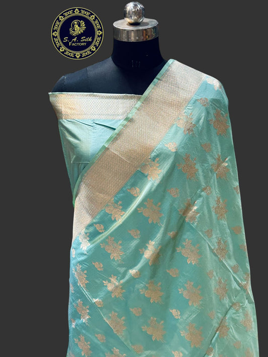 Banaras 100% Pure katan Silk Saree with allover antique zari weave Buta Design