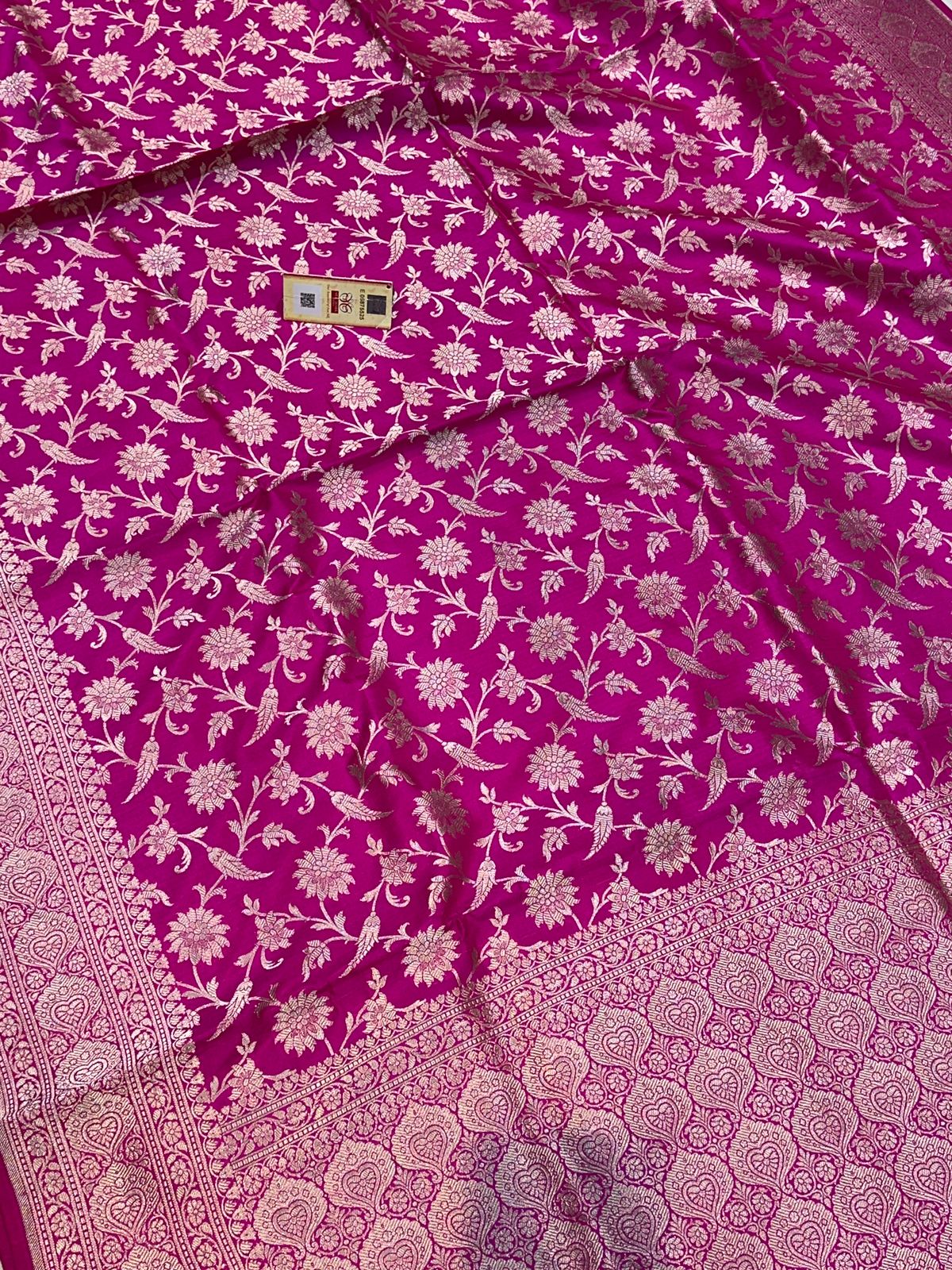 Banaras 100% Pure katan Silk Saree with allover antique zari weave jaal Design