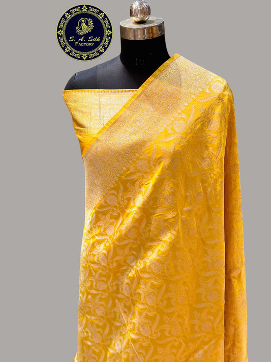 Banaras 100% Pure katan Silk Saree with allover antique zari jaal weave Design