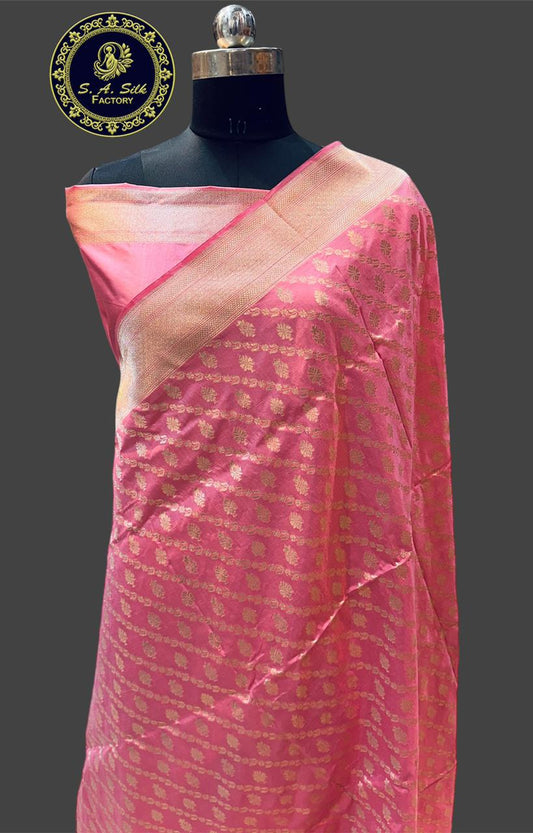 Banaras 100% pure katan silk Saree with allover real zari weave Ada jaal