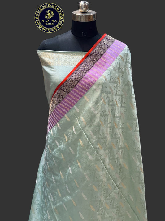Banaras 100% Pure Mashru katan Silk Saree with allover antique zari weave kadua Buta