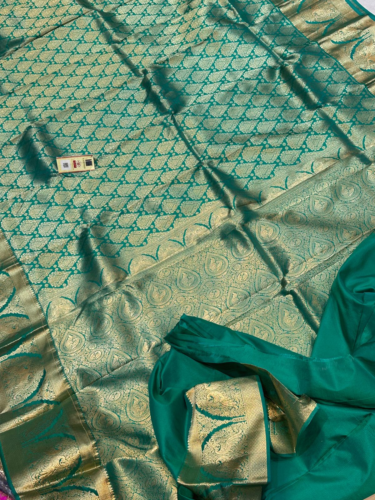 Banaras 100% Pure katan kanjiwaram Silk Saree with allover zari body Fancy jaal