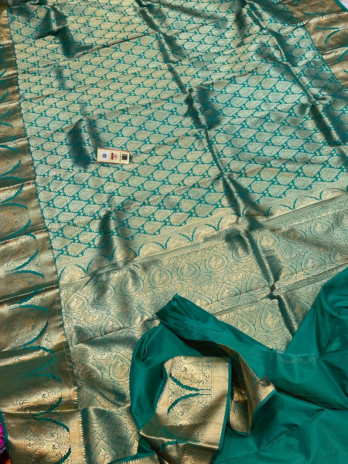 Banaras 100% Pure katan kanjiwaram Silk Saree with allover zari body Fancy jaal