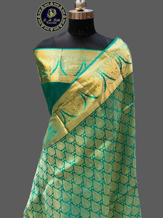 Banaras 100% Pure katan kanjiwaram Silk Saree with allover zari body Fancy jaal