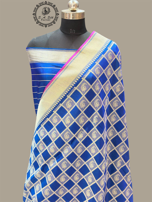 Banaras 100% Pure katan Gharchola Silk Saree with allover Reshami zari weave