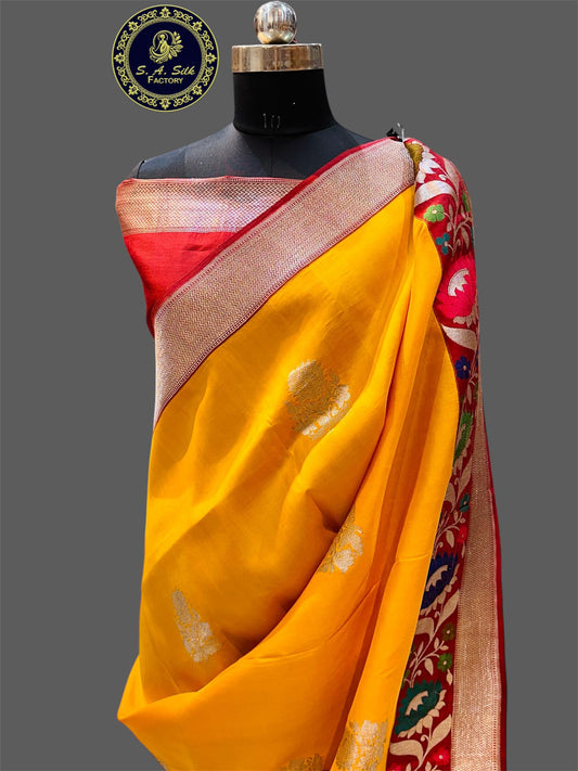 Banaras 100% Pure katan Premium Minakari Paithni Silk Saree with allover beautiful Buta design