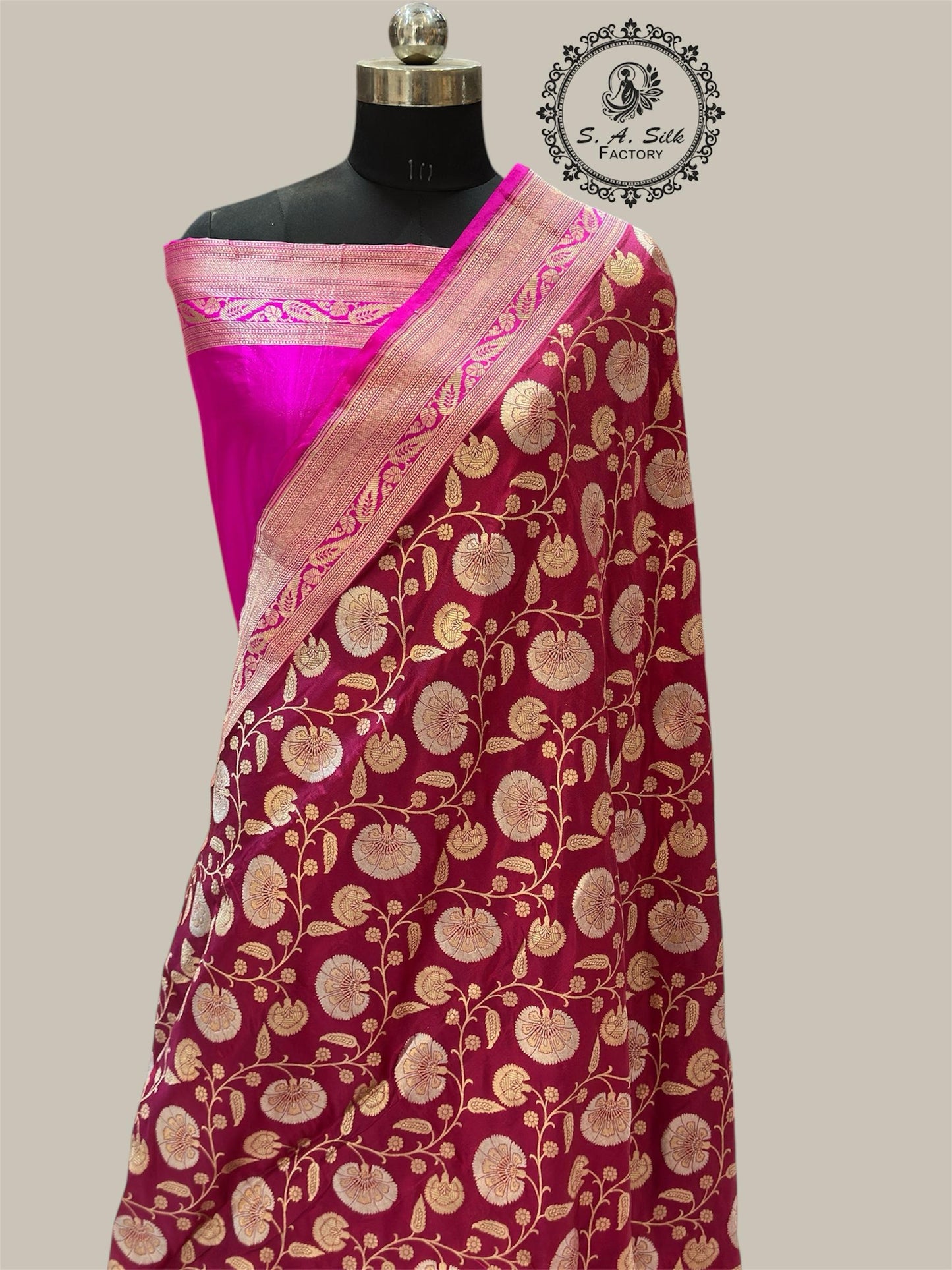 Banaras 100% pure katan silk Saree with premium real silk saree with allover water zari (Mehroon)