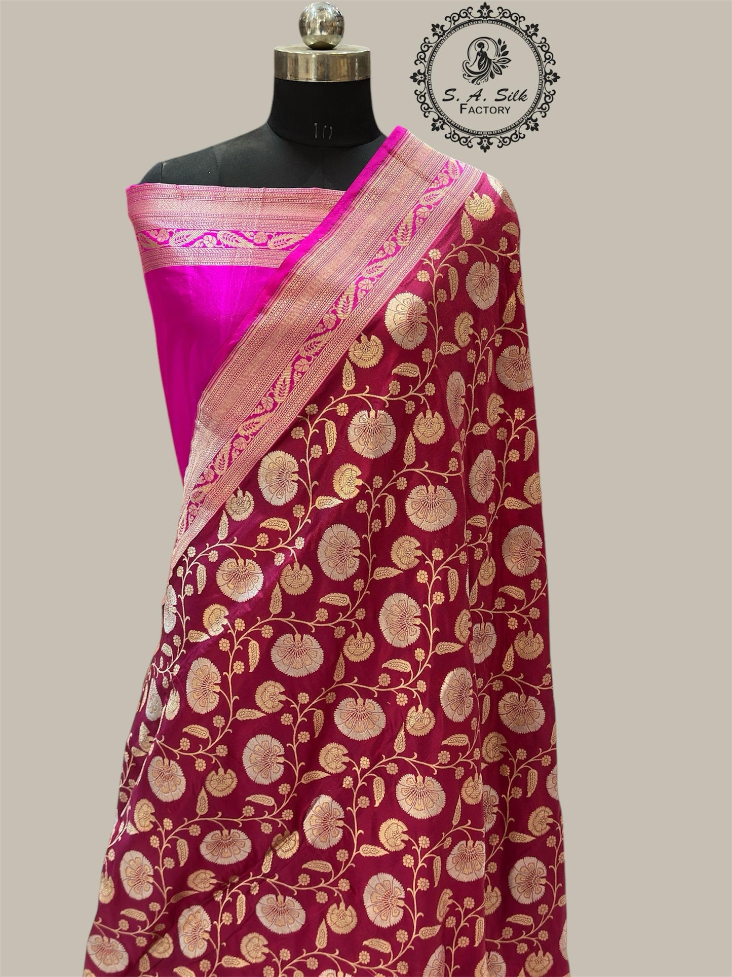 Banaras 100% pure katan silk Saree with premium real silk saree with allover water zari (Mehroon)