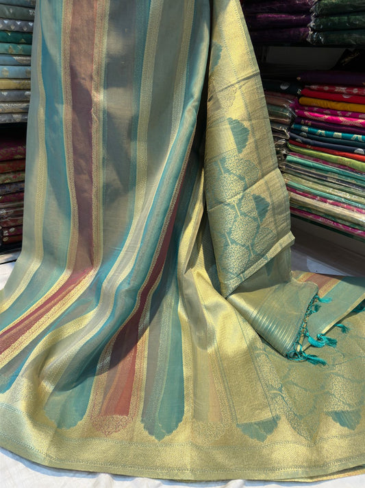 Banaras Organza katan Silk Saree with allover matt Resham