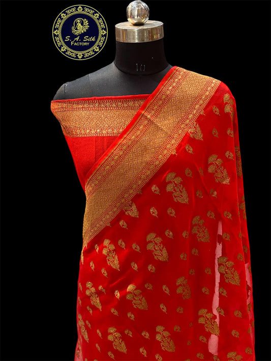 Banarasi 100% Pure khaddi chiffon silk saree